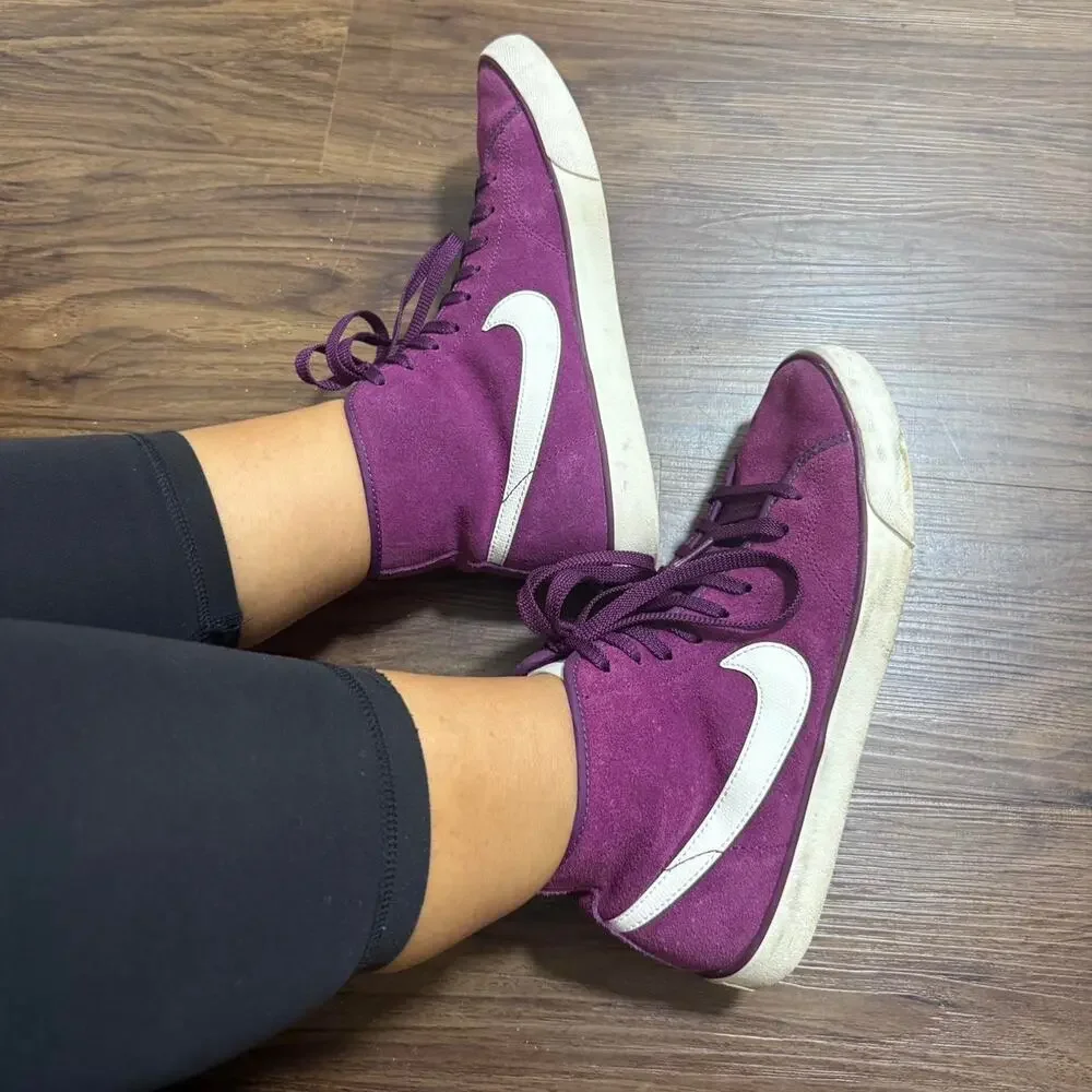 Nike purple and white suede high top trainers US Size 8.5 EUR 40 - Picture 3 of 5